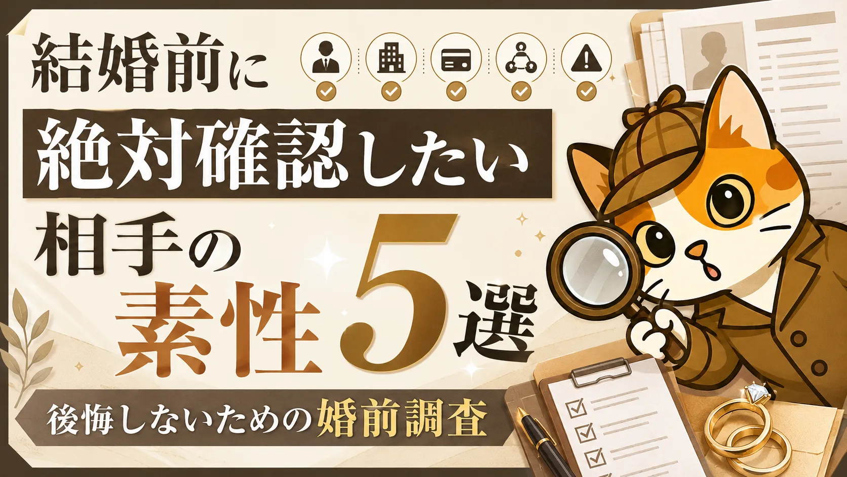 結婚前に確認したい相手の素性を心理を探偵が解説する記事